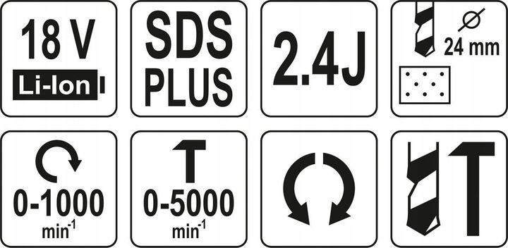 YATO MŁOTOWIERTARKA 18V AKU. WIERTARKA młot 2,4J UDAROWY 3 FUNKCJE SDS PLUS zdjęcie 5