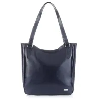 duża skórzana torba damska na ramię paolo peruzzi z-09-navy