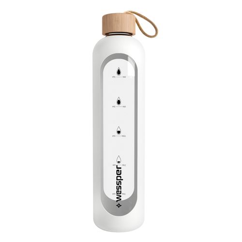 Wessper Activemax Crystalline 1L szklana butelka motywacyjna z białym etui na Arena.pl