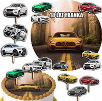 ZESTAW OPŁATEK NA TORT 20CM + TOPPERY PAPIEROWE - MERCEDES 15CM 18CM