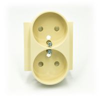 Efapel Logus90 element centralny do gniazda podwójnego z uziemieniem kość słoniowa 90656 tmf