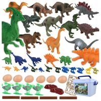 FIGURKI ZWIERZĄT Dinozaury Różne Wielkości DINOZAUR Akcesoria +Kuferek 68el