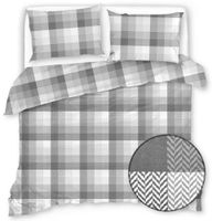 Pościel Satynowa 200X220 Szara Kratka 20556