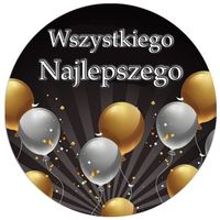 Opłatek na tort Urodziny 18 30 40 50 60 Balony Szampan Buty Szpilki
