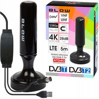 MOCNA ANTENA AKTYWNA POKOJOWA DVBT2 TV FHD 4K MUX-8 LTE WZMACNIACZ MAGNES