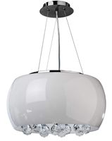 Wisząca lampa salonowa Quince do salonu biała crystals