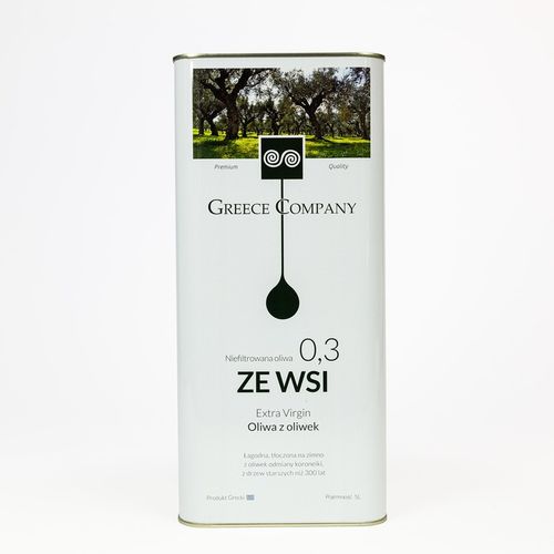 Oliwa z oliwek ZE WSI niefiltrowana Extra Virgin łagodna 0,3% 5 l na Arena.pl