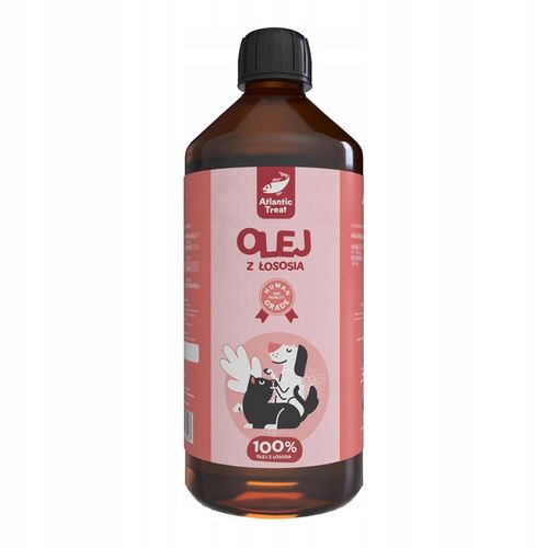 OLEJ Z ŁOSOSIA DLA PSA KOTA PSÓW KOTÓW 100% Omega 3 6 BARF Nierafinowany 1L na Arena.pl