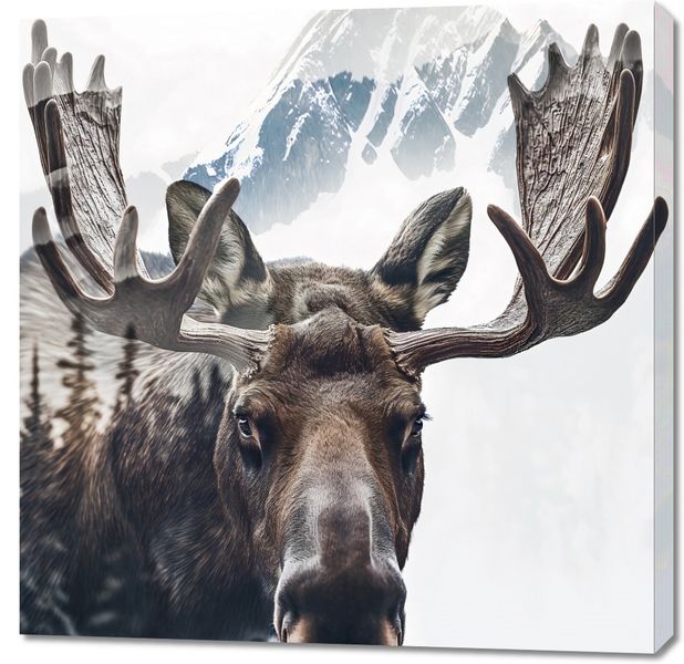 Obraz 90x90cm Łoś Duch Lasu zdjęcie 1