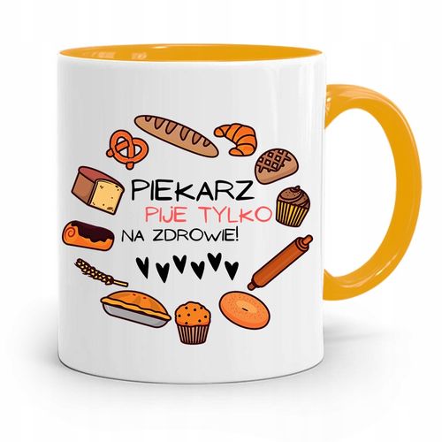 Kubek Żółty Dla Piekarza Pije Tylko Na Zdrowie Z Nadrukiem Ze Zdjęciem na Arena.pl