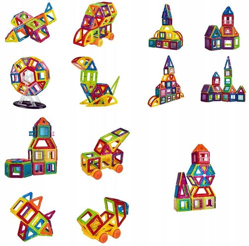 KLOCKI MAGNETYCZNE 3D 128 elm KONSTRUKCYJNE Edukacyjne , GRATISY na Arena.pl
