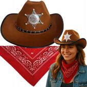 KAPELUSZ KOWBOJSKI BANDANA CHUSTA SZERYFA WESTERN COUNTRY DZIKI ZACHÓD