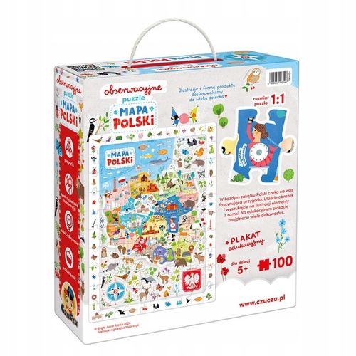 CzuCzu Puzzle Obserwacyjne MAPA POLSKI Układanka Edukacyjna 100 Elementów na Arena.pl