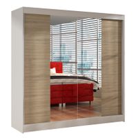 Szafa przesuwna Basti II z lustrem 200cm - garderoba- BIAŁY/SONOMA