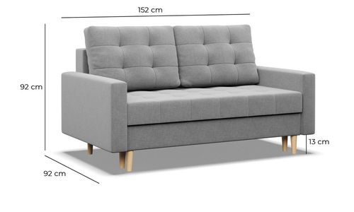 Sofa skandynawska, pikowana, NUBO, 152x92x92 cm, jasny szary | TYLETEGOTU na Arena.pl