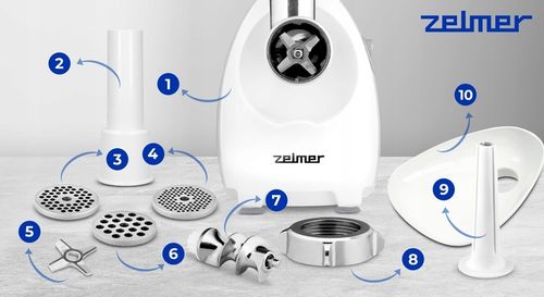 MASZYNKA DO MIELENIA MIĘSA MASZYNA ELEKTRYCZNA ZELMER 1900W 2,5 KG/MIN na Arena.pl