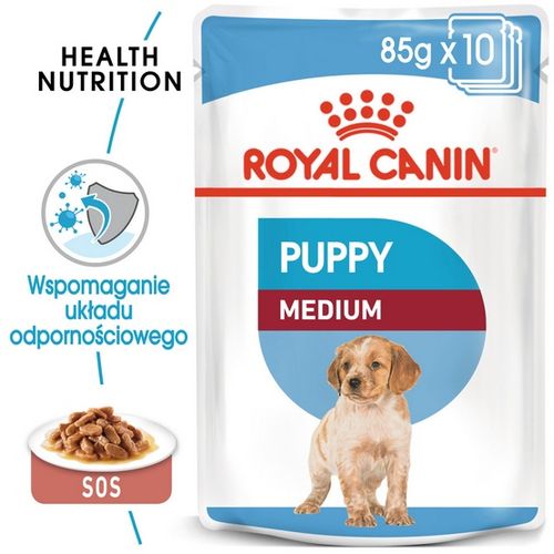 Karma w sosie opracowana dla szczeniąt psów ras średnich - Royal Canin 140g na Arena.pl