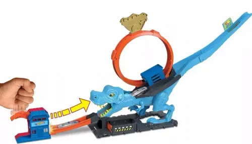 Zabawka dla dziecka - zestaw Hot Wheels City Samochód i tor z pętlą T-rexa na Arena.pl
