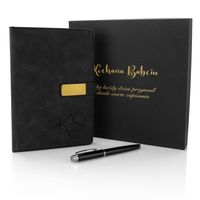 Zestaw z Czarnym Grawerowanym Notesem i Długopisem Prezent dla Babci