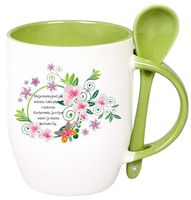 KUBEK Z ŁYŻECZKĄ PREZENT NA DZIEŃ MATKI URODZINY DLA MAMY TEŚCIOWEJ WZORY