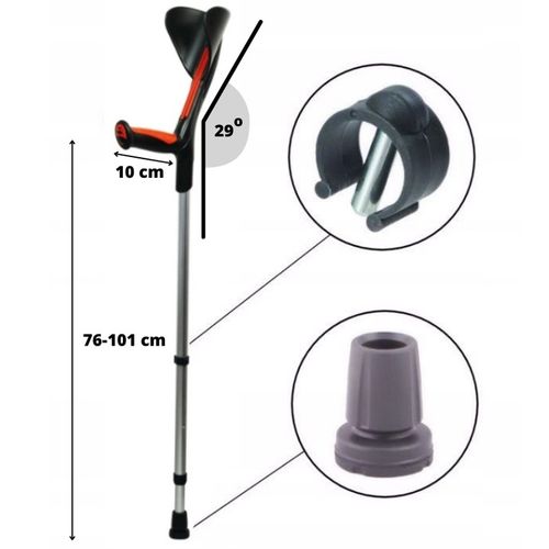 Kule inwalidzkie ŁOKCIOWE wytrzymałe MIĘKKI uchwyt ADVANCE 2 szt. CZERWONE na Arena.pl