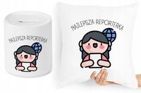 Dla Dziennikarza Zestaw Poduszka + Skarbonka Z Nadrukiem Ze Zdjęciem