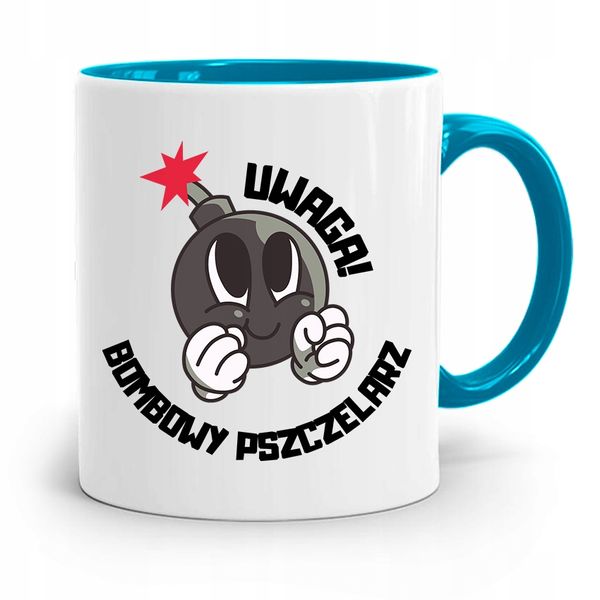 Kubek Błękitny Dla Pszczelarza Bombowy Prezent Z Nadrukiem Ze Zdjęciem zdjęcie 1