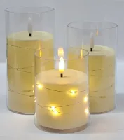 Świeca oplotem z doid LED 7.5cm w osłonie z efektem płomienia 3xAA Rozmiar - L