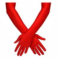 DŁUGIE CZERWONE RĘKAWICZKI ZA ŁOKIEĆ RETRO 60 CM KOBIECE BAL KARNAWAŁ