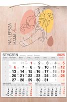 KALENDARZ wiszący 2025 DREWNIANY prezent DLA MAMY NAJLEPSZA MAMA + IMIĘ