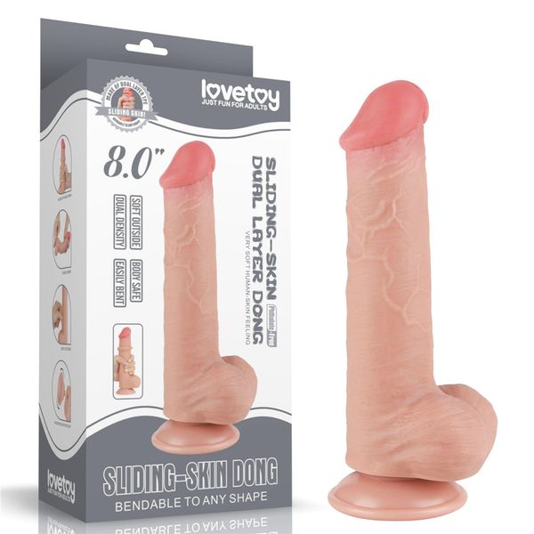 8'' Sliding Skin Dual Layer Dong Flesh zdjęcie 1