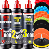 Menzerna Zestaw Polerski Do Polerowania Lakieru Samochodu Auta Pady + Pasty