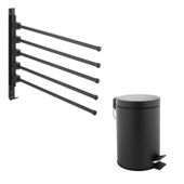 Zestaw akcesoria łazienkowe wieszak na ręczniki  kosz na śmieci czarny