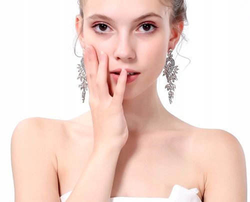 Srebrne Ozdobne Kolczyki Długie Kryształki Boho  P40 na Arena.pl