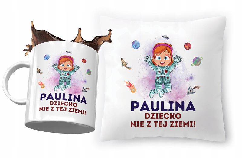 Zestaw Dla Pauliny Poduszka + Kubek Dla Dziecka Z Nadrukiem Ze Zdjęciem zdjęcie 1
