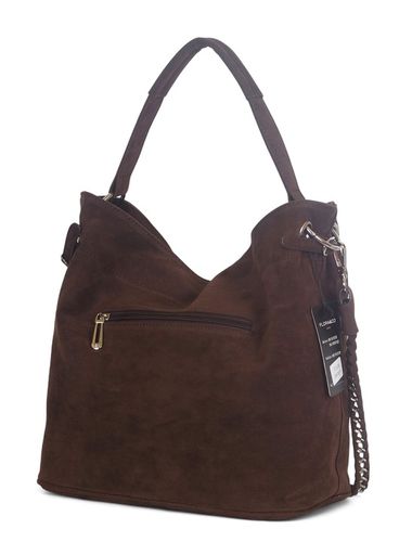 Flora&Co Paris Czekoladowa zamszowa torebka Worek Łańcuszek + Pasek Zamsz na Arena.pl