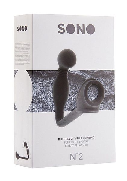 No.2 - Butt Plug With Cockring - Black zdjęcie 2