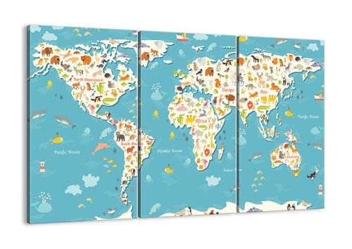 Obraz Na Płótnie - Mapa Kontynent - 105X70 Cm - Ce105X70-3106 na Arena.pl