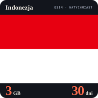 Karta eSIM Internet Indonezja 3 GB na 30 dni - bez rejestracji