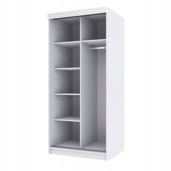 Szafa przesuwna dwudrzwiowa PARIS 100 cm biały połysk + lustro zdjęcie 2