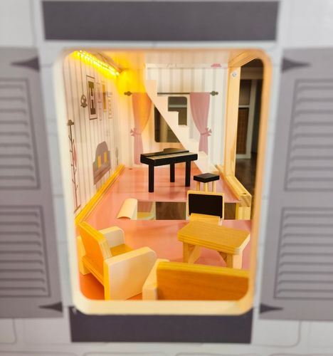 DOMEK DLA LALEK DREWNIANY LED Akcesoria Laleczki 3 Poziomy Duży Mebelki na Arena.pl