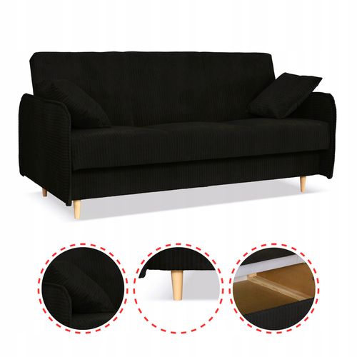 Kanapa sofa Alvo rozkładana wersalka funkcja spania pojemnik Family czarna na Arena.pl