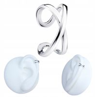 NAUSZNICA SREBRNA KOLCZYK pr 925 Rodowana na ucho skrzyżowane kółka zacisk