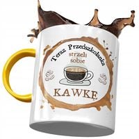 Kubek Żółty Dla Przedszkolanki Strzeli Sobie Kawkę Z Nadrukiem Ze Zdjęciem