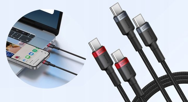 Baseus kabel Cafule Charging Cable USB-C to USB-C 100W 1m 2pcs zdjęcie 4