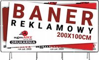 BANER REKLAMOWY PLANDEKA oczkowany 200x100 NAPIS TWOJE LOGO projekt w cenie