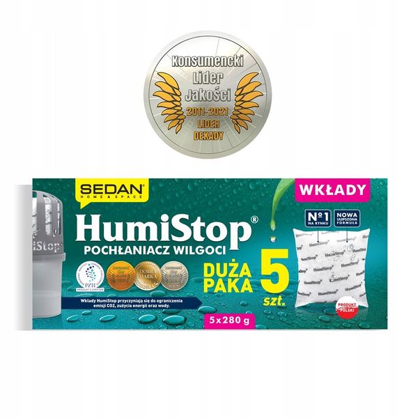 HUMISTOP WKŁAD ZAPAS DO POCHŁANIACZA WILGOCI X 5 + ODKAMIENIACZ GRATIS zdjęcie 8