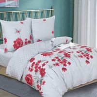 Pościel bawełniana 200x220cm KWIATY NA BIAŁYM 6217