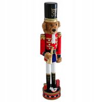 BARDZO DUŻY DZIADEK DO ORZECHÓW figurka ŻOŁNIERZYK MIŚ DREWNIANY 61 cm XXL