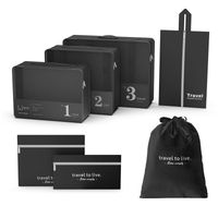 zestaw podróżny 7 szt kosmetyczek saszetek organizerów czarnych ks142cz